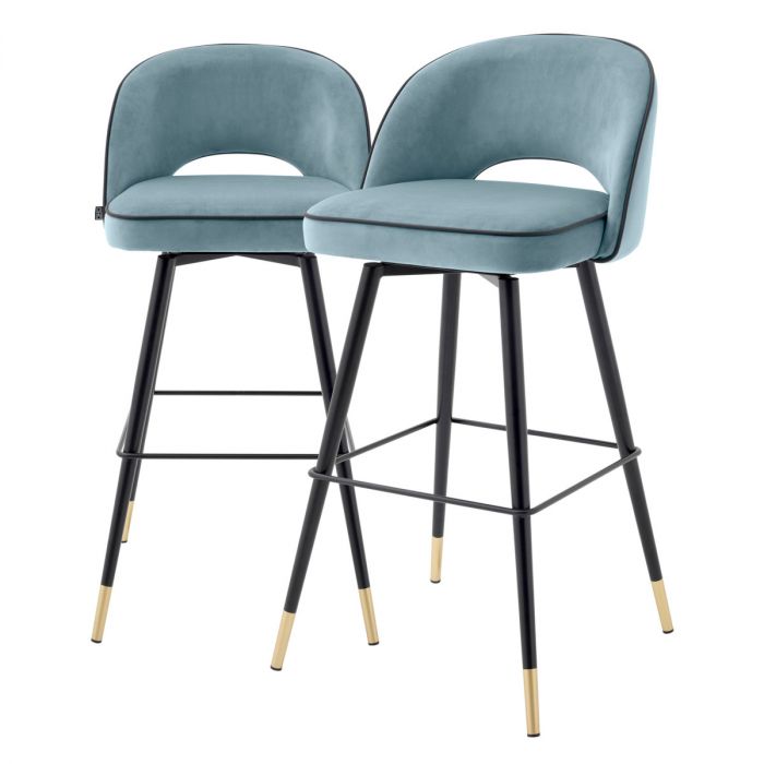 Bar Stool Cliff savona blue velvet set of 2