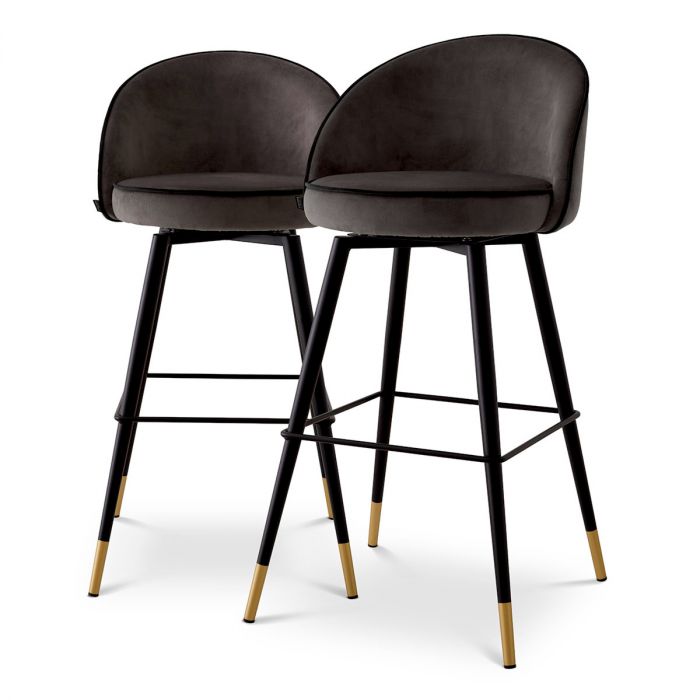 Bar Stool Cooper roche dark grey velvet set of 2