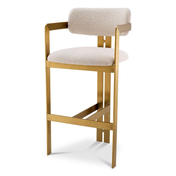 Bar Stool Donato brushed brass finish bouclé cream