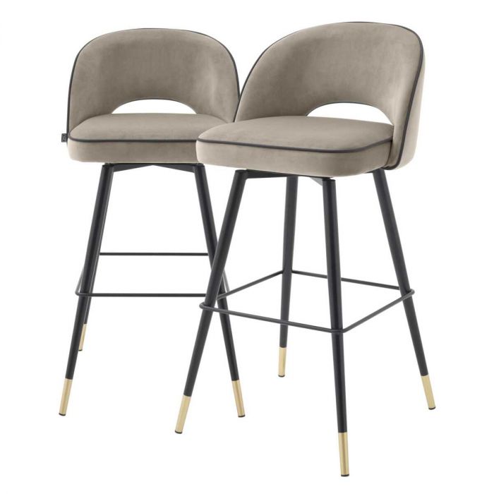 Bar Stool Cliff savona greige velvet set of 2