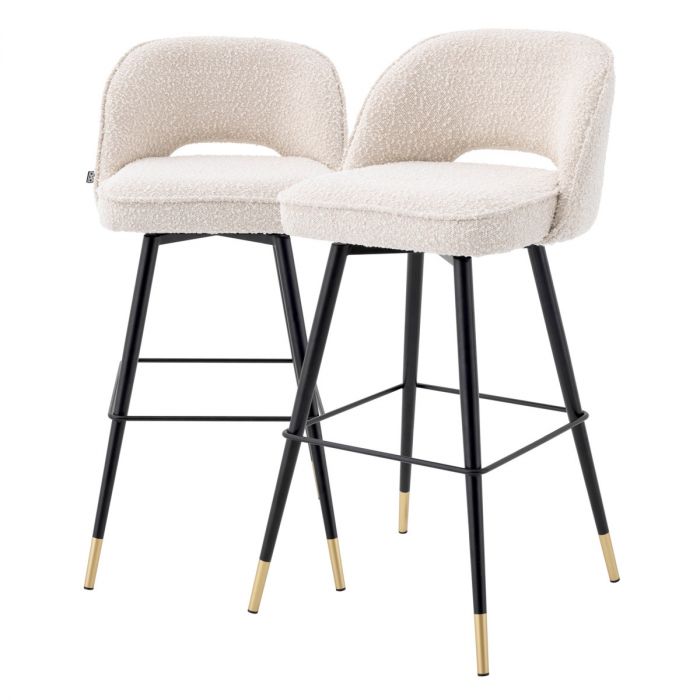 Bar Stool Cliff bouclé cream set of 2