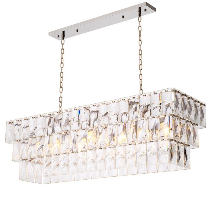 Chandelier Amazone rectangular incl clear crystal glass